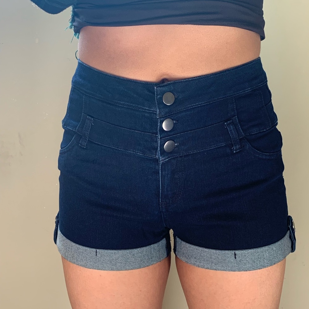 High waisted jean shorts
